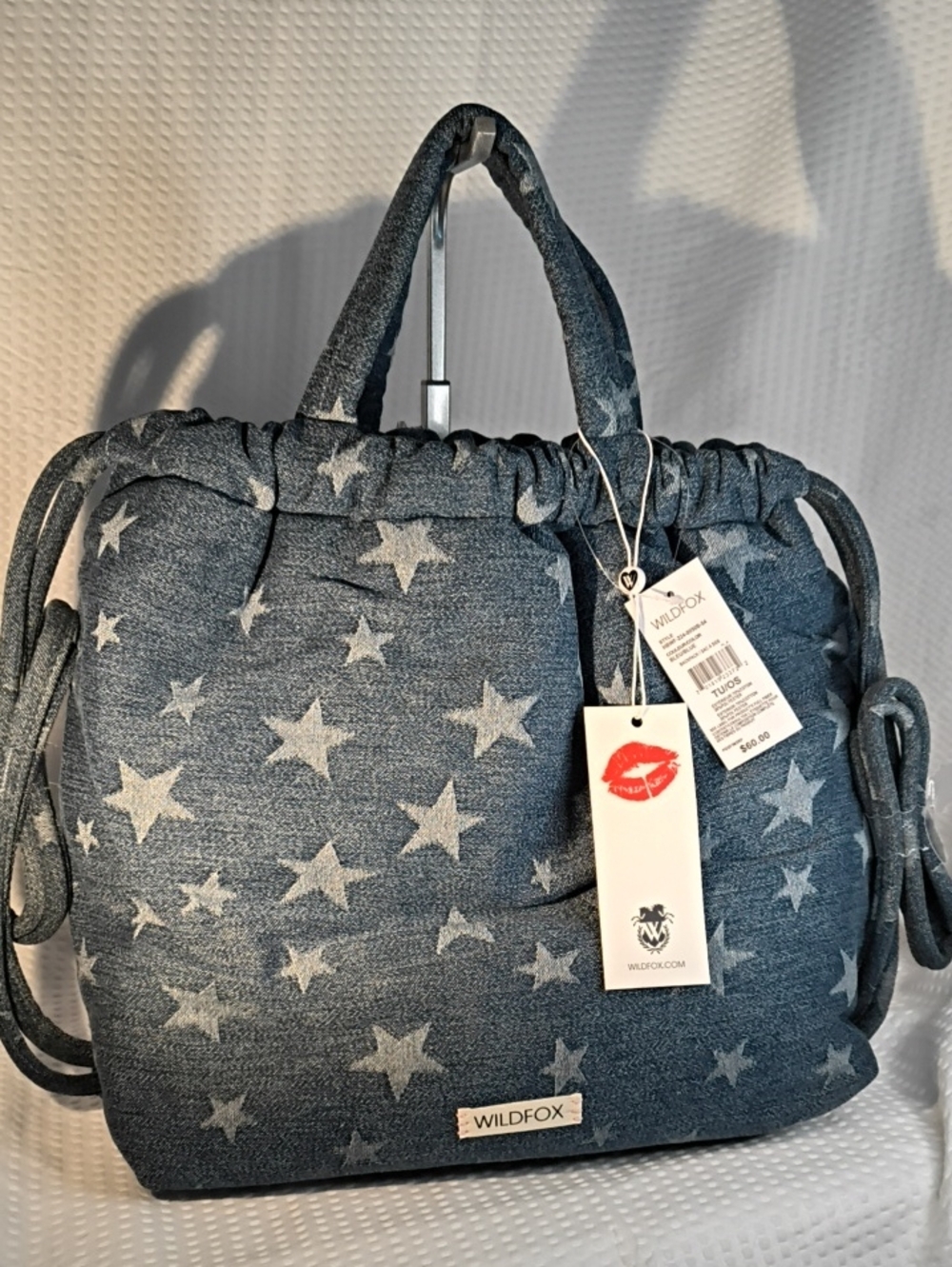 Wildfox HBWF-224-0050B-54 Denim Star Print Backpack in Blue